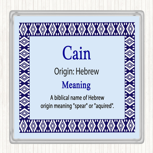 Cain Name Meaning Drinks Mat Coaster Blue