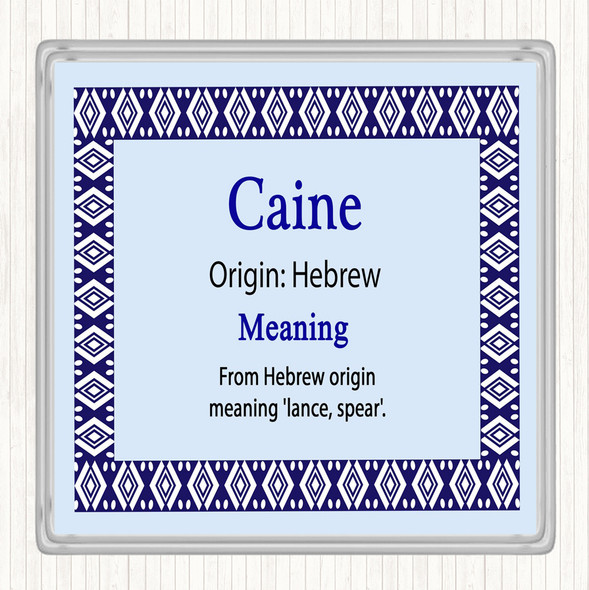 Caine Name Meaning Drinks Mat Coaster Blue