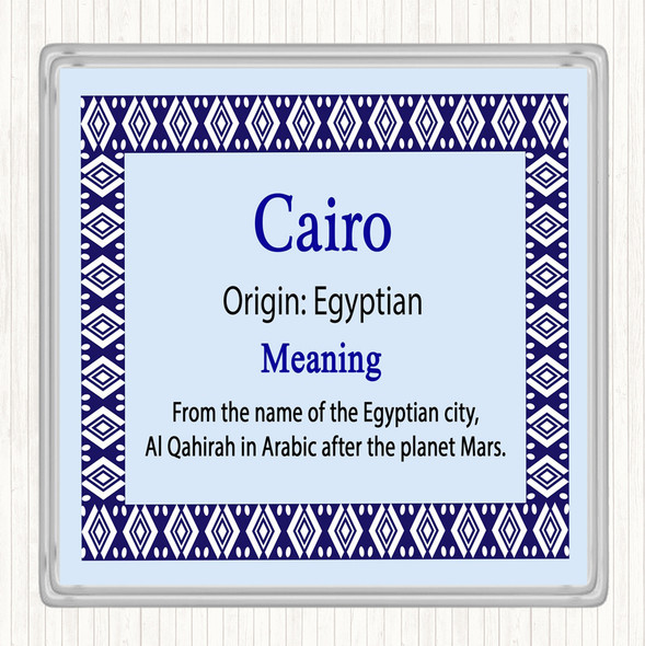 Cairo Name Meaning Drinks Mat Coaster Blue