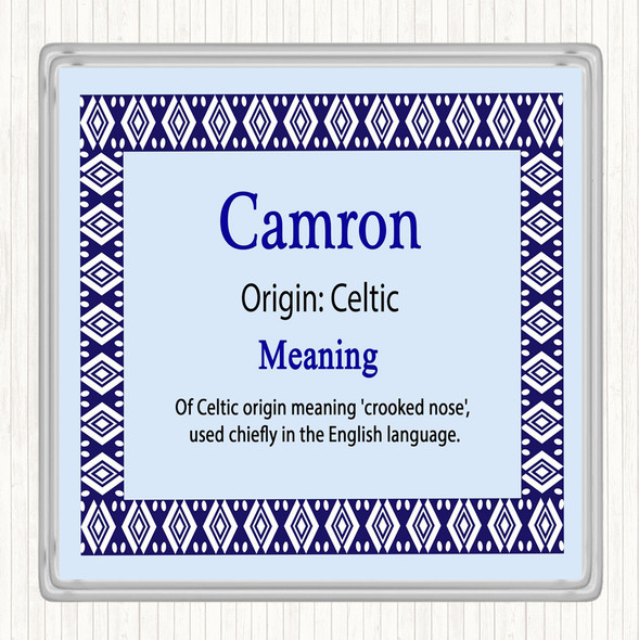 Camron Name Meaning Drinks Mat Coaster Blue