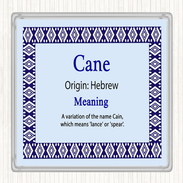 Cane Name Meaning Drinks Mat Coaster Blue