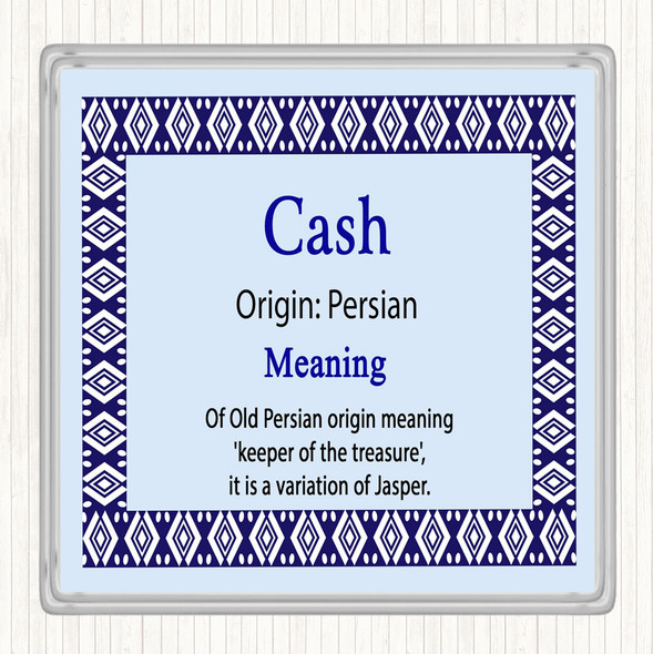 Cash Name Meaning Drinks Mat Coaster Blue