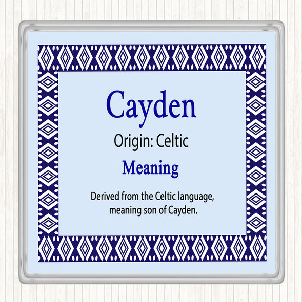 Cayden Name Meaning Drinks Mat Coaster Blue