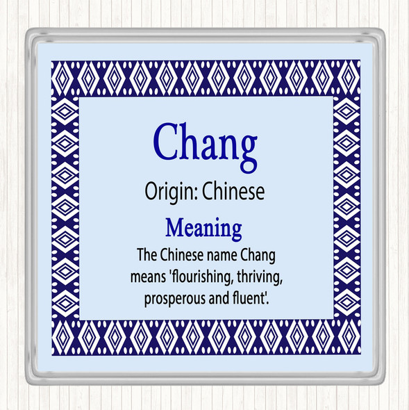 Chang Name Meaning Drinks Mat Coaster Blue