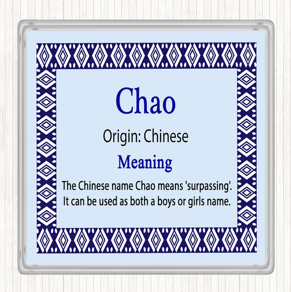 Chao Name Meaning Drinks Mat Coaster Blue