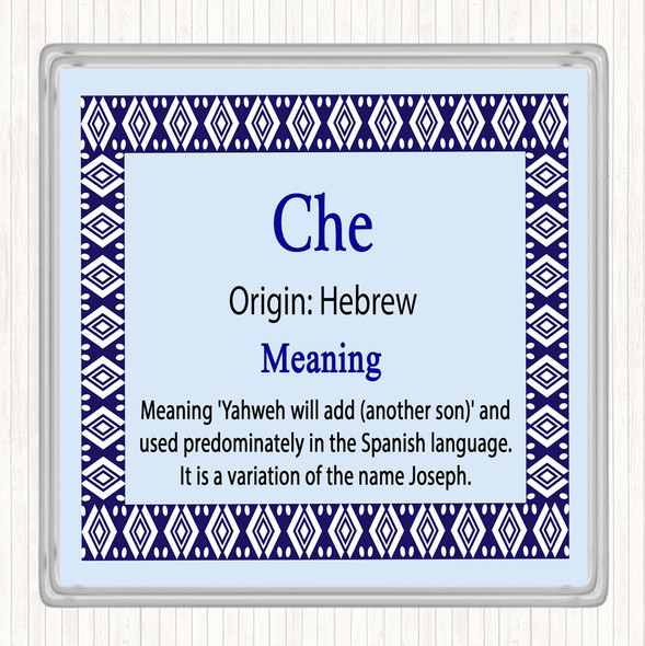 Che Name Meaning Drinks Mat Coaster Blue