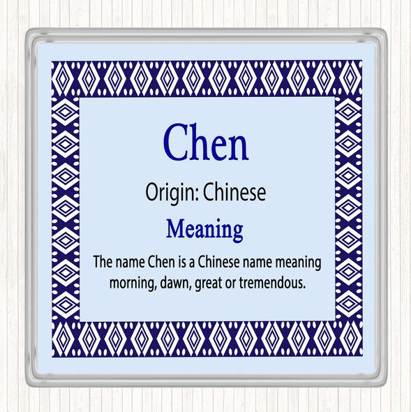 Chen Name Meaning Drinks Mat Coaster Blue
