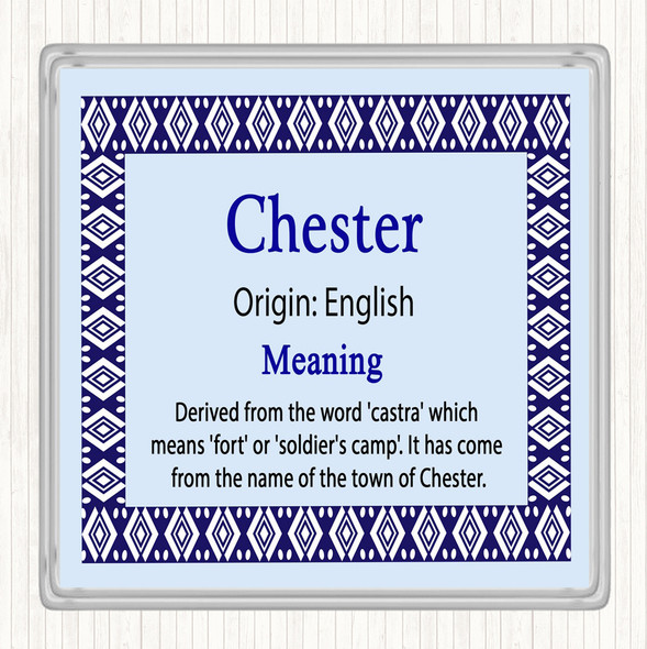 Chester Name Meaning Drinks Mat Coaster Blue