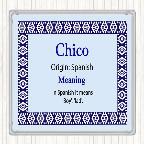 chico Name Meaning Drinks Mat Coaster Blue