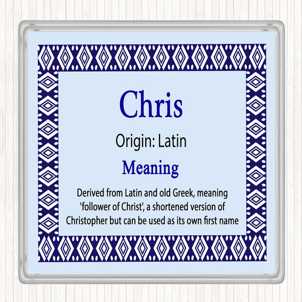 Chris Name Meaning Drinks Mat Coaster Blue
