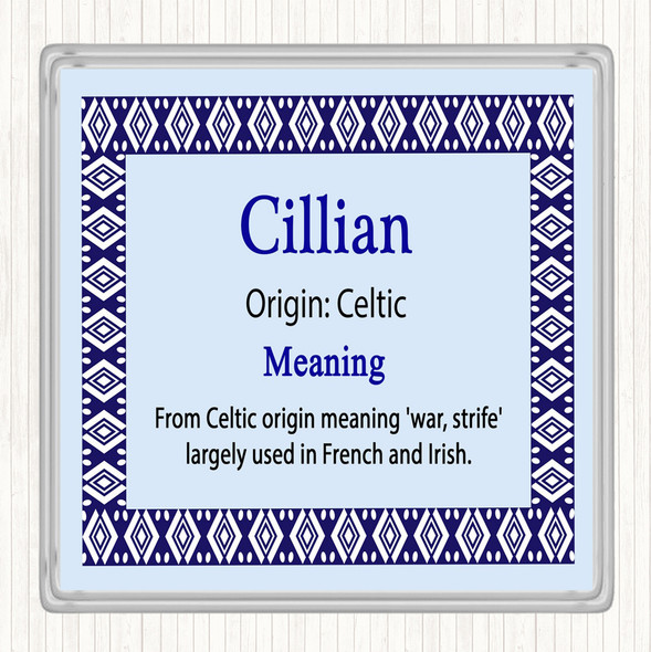 Cillian Name Meaning Drinks Mat Coaster Blue
