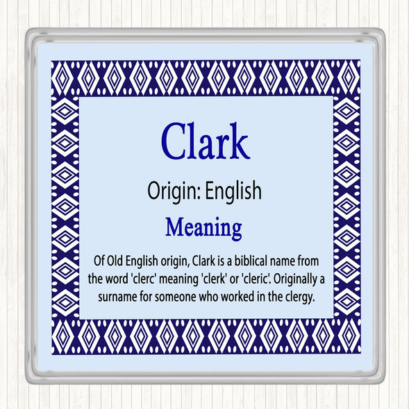 Clark Name Meaning Drinks Mat Coaster Blue