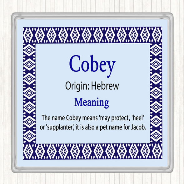 Cobey Name Meaning Drinks Mat Coaster Blue