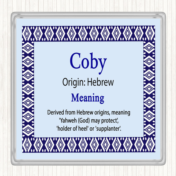 Coby Name Meaning Drinks Mat Coaster Blue