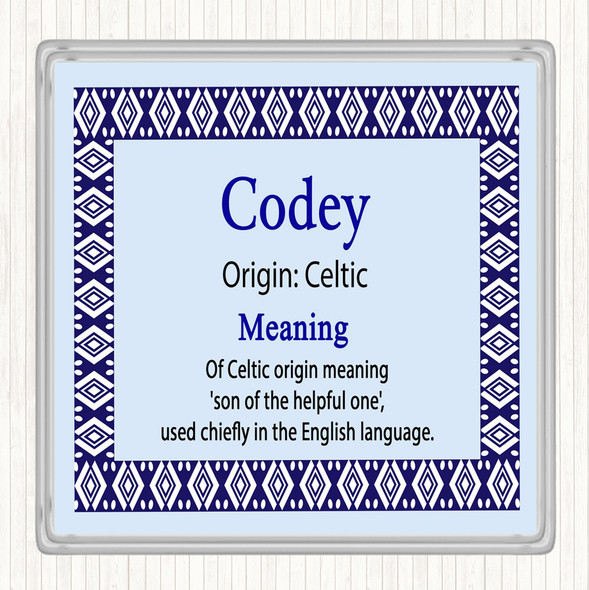 Codey Name Meaning Drinks Mat Coaster Blue