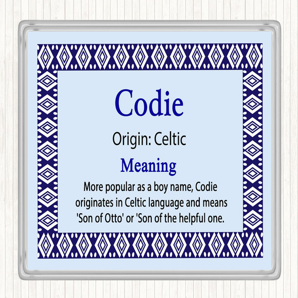 Codie Name Meaning Drinks Mat Coaster Blue