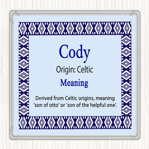 Cody Name Meaning Drinks Mat Coaster Blue