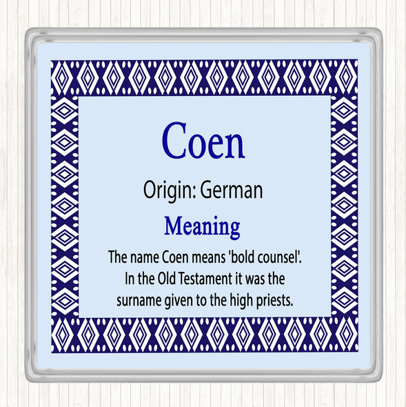 Coen Name Meaning Drinks Mat Coaster Blue