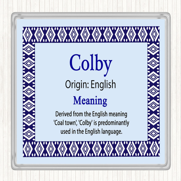 Colby Name Meaning Drinks Mat Coaster Blue