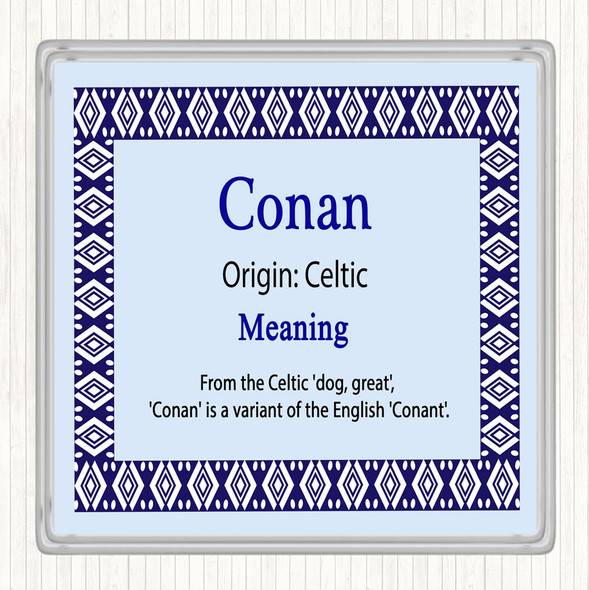 Conan Name Meaning Drinks Mat Coaster Blue