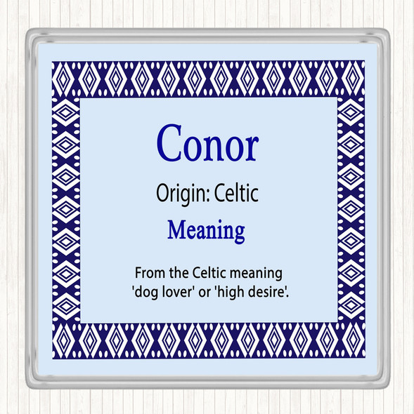 Conor Name Meaning Drinks Mat Coaster Blue