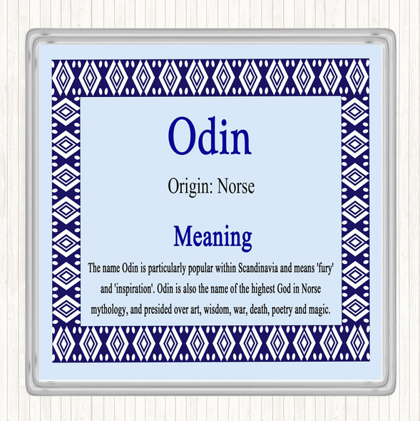 Odin Name Meaning Drinks Mat Coaster Blue