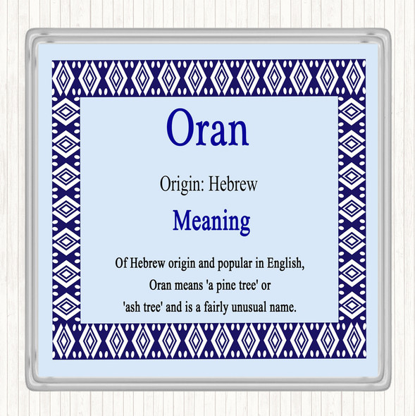 Oran Name Meaning Drinks Mat Coaster Blue