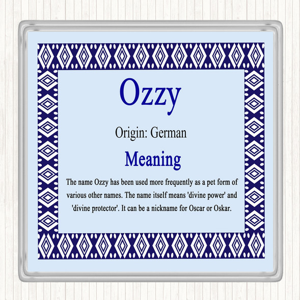 Ozzy Name Meaning Drinks Mat Coaster Blue