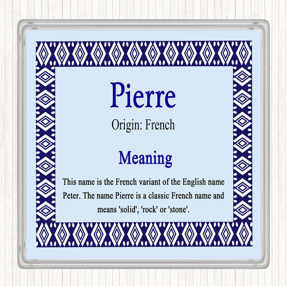 Pierre Name Meaning Drinks Mat Coaster Blue