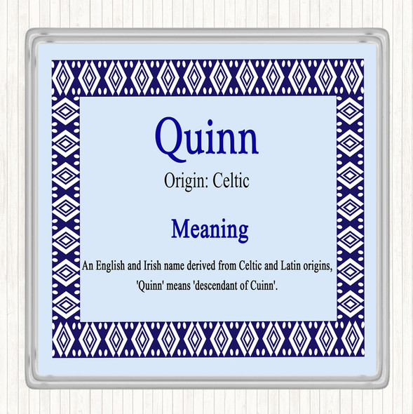 Quinn Name Meaning Drinks Mat Coaster Blue