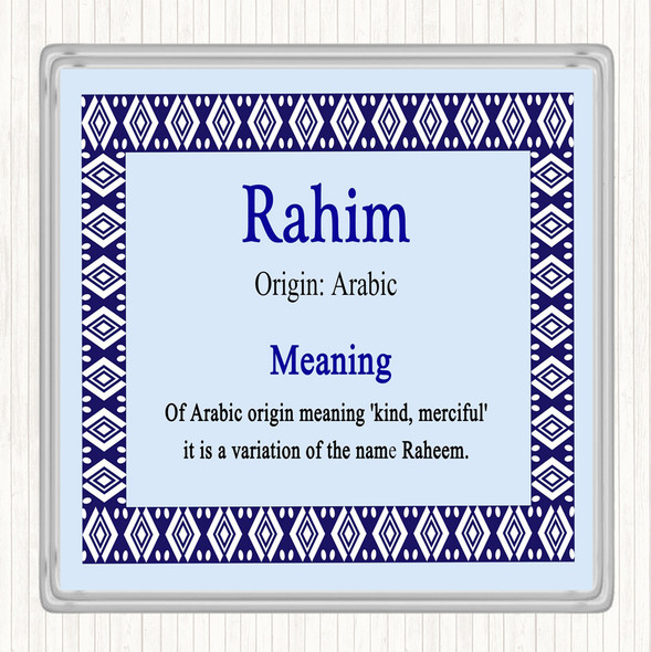 Rahim Name Meaning Drinks Mat Coaster Blue