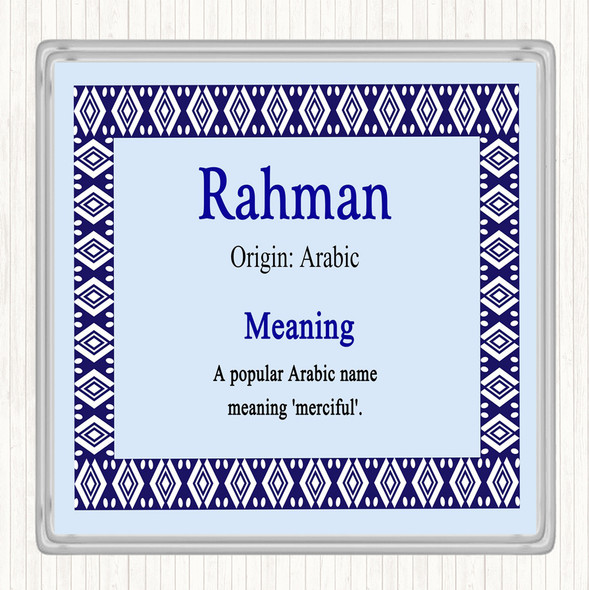 Rahman Name Meaning Drinks Mat Coaster Blue