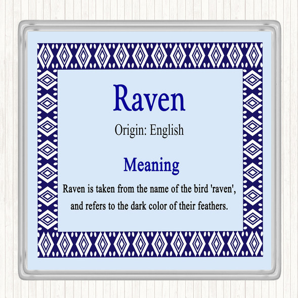 Raven Name Meaning Drinks Mat Coaster Blue