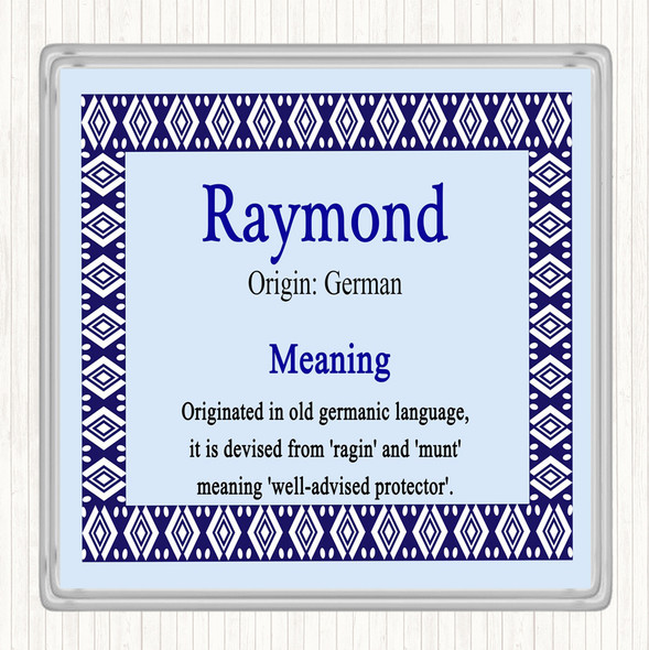 Raymond Name Meaning Drinks Mat Coaster Blue