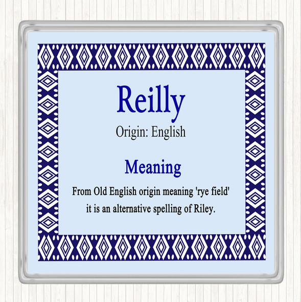 Reilly Name Meaning Drinks Mat Coaster Blue