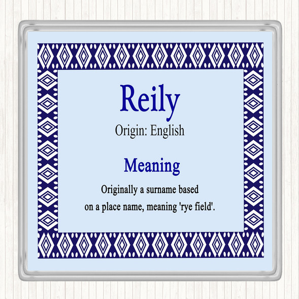 Reily Name Meaning Drinks Mat Coaster Blue