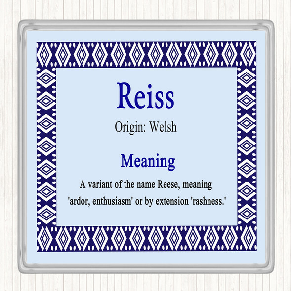 Reiss Name Meaning Drinks Mat Coaster Blue