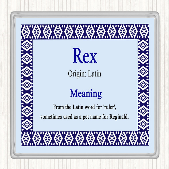 Rex Name Meaning Drinks Mat Coaster Blue