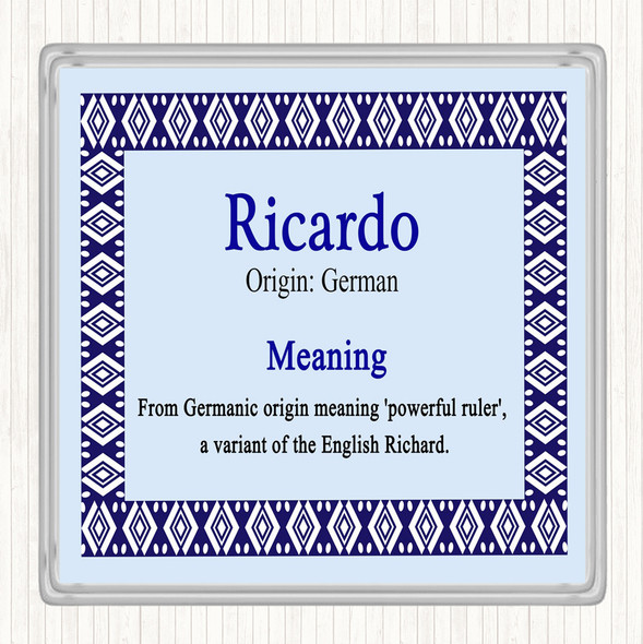 Ricardo Name Meaning Drinks Mat Coaster Blue