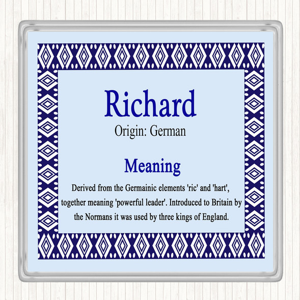Richard Name Meaning Drinks Mat Coaster Blue