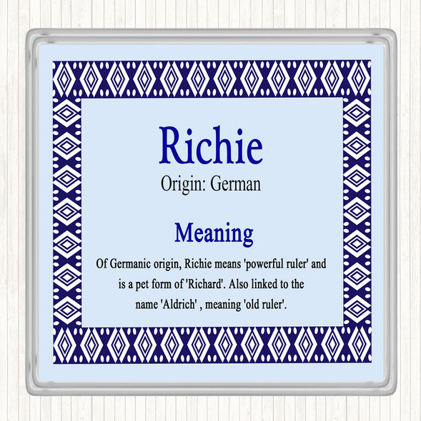 Richie Name Meaning Drinks Mat Coaster Blue