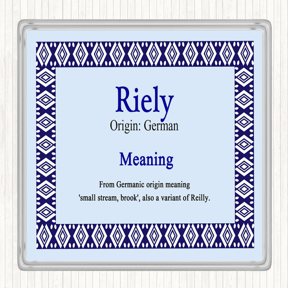 Riely Name Meaning Drinks Mat Coaster Blue