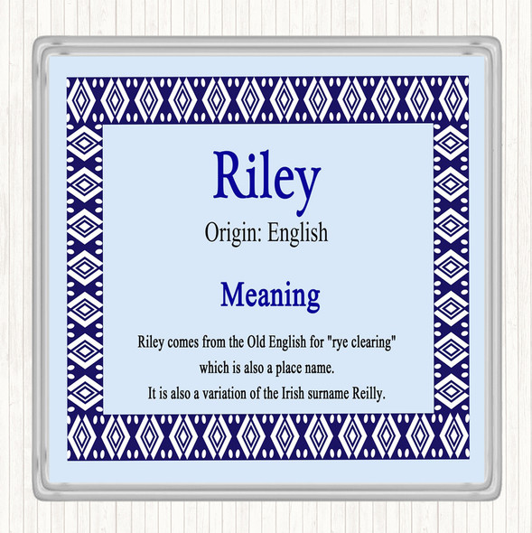 Riley Name Meaning Drinks Mat Coaster Blue