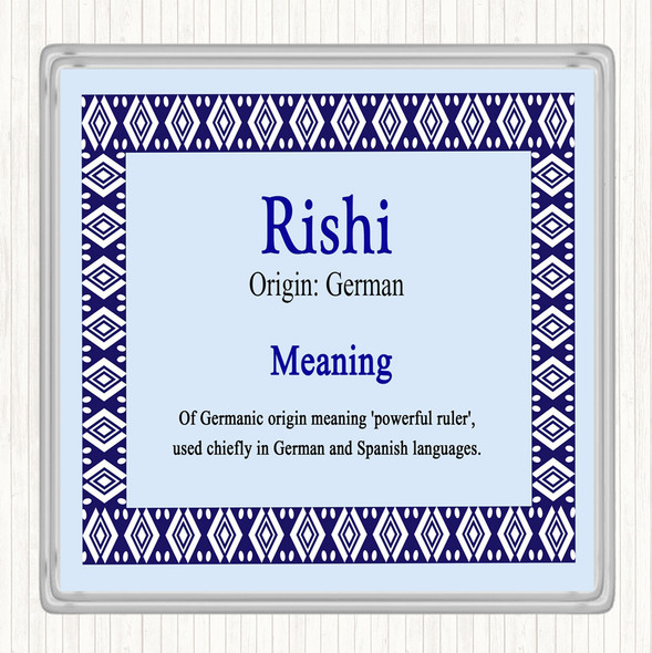 Rishi Name Meaning Drinks Mat Coaster Blue