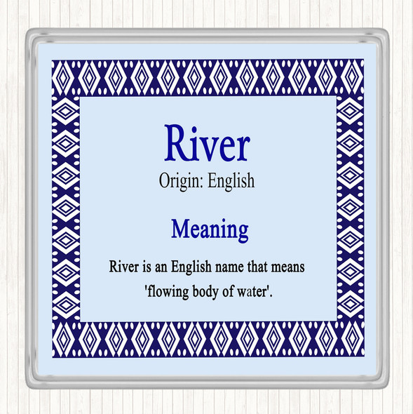 River Name Meaning Drinks Mat Coaster Blue