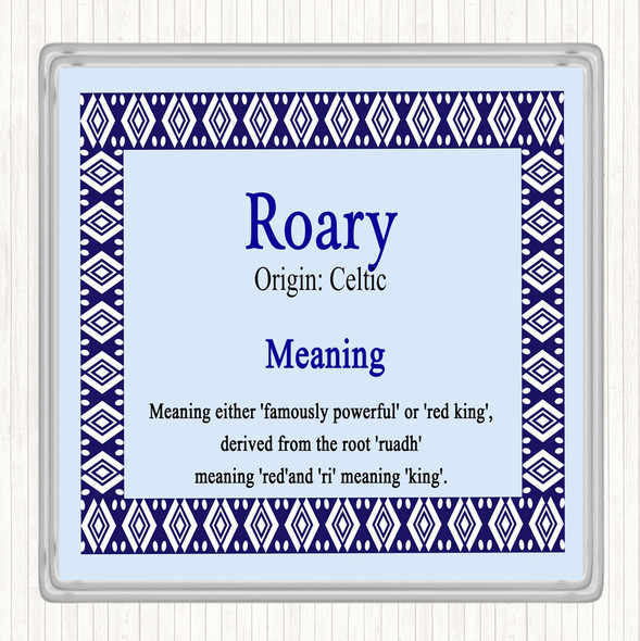 Roary Name Meaning Drinks Mat Coaster Blue