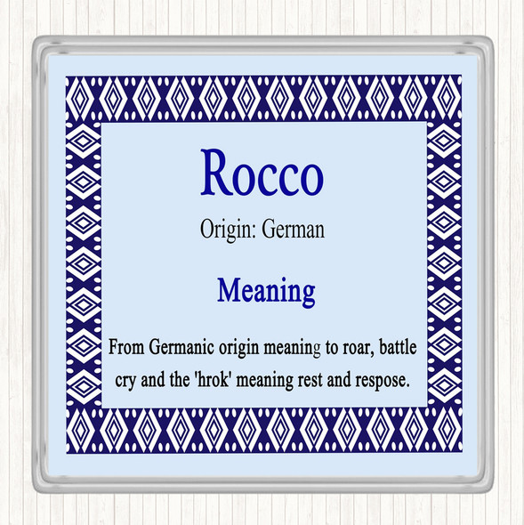 Rocco Name Meaning Drinks Mat Coaster Blue