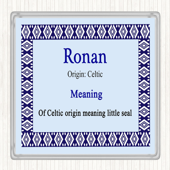 Ronan Name Meaning Drinks Mat Coaster Blue