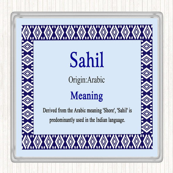 Sahil Name Meaning Drinks Mat Coaster Blue