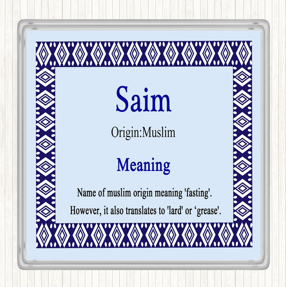 Saim Name Meaning Drinks Mat Coaster Blue